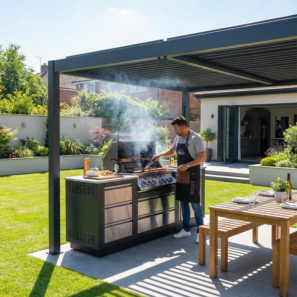 Outdoor Cooking and Dining Spaces: Why Aluminium Pergolas Are Perfect for Garden Kitchens