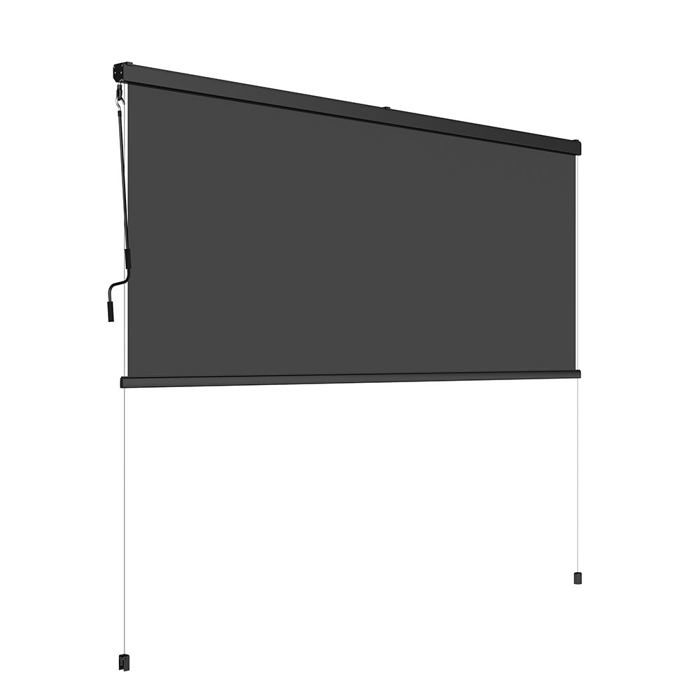 Dropdown Shade Screen Matte Black for 3x4m Pergolas W3.7m x H2.18m (Single) fit in 4m Side
