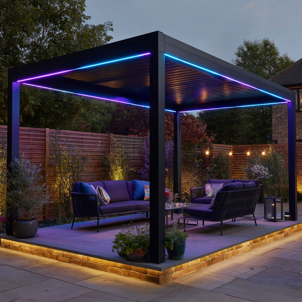 Changing LED Light Kit 2.5x2.5m Premium Aluminium Freestanding Pergola
